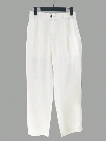 Pantalon Pour Jambes Droites De Couleur Unie Pour Homme, Ajustement Ample