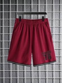 Conjunto De 3 Peças Para Esportes T-shirt Para Adolescentes Com Cor Sólida, Colete Com Impressão De Letras E Números E Shorts