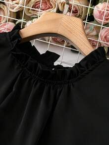 SHEIN Clasi Kích thước lớn Màu thuần Ruffle Cắt tỉa Áo sơ mi - màu đen - Xem 5