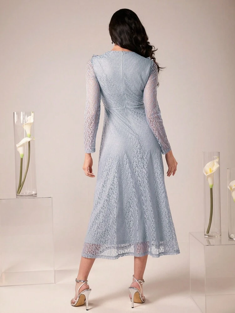 Women'S Pearl Studded Lace Dress