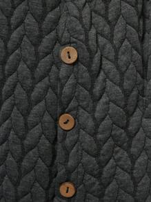 EMERY ROSE Plus Button Up Hooded Coat - Dark Grey - View 3