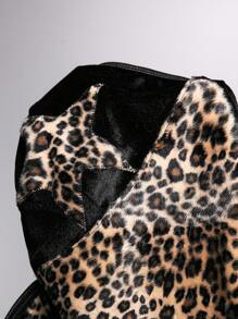 ROMWE Grunge Punk Dark Punk Leopard Print Patchwork Star Applique Women Neck Strap Tank Top - Black - View 7