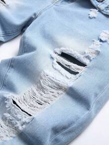 Hombres Jeans algodón desgarro crudo con lavado
