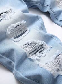 Hombres Jeans algodón desgarro crudo con lavado