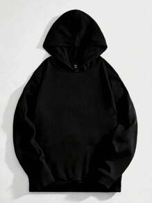 Manfinity Roghcode Men's Black Knit Long Sleeve Going Out Hoodie With Car Print And Slogan Graphic - Black - View 3
