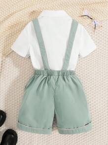 Toddler Boys' Bow Tie Short Sleeve Shirt With Suspenders Shorts Set - White - View 7