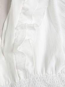 Franclia Plus Size Women's Ruffle Edge Short Sleeve Dress - White - View 3