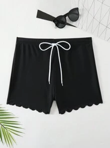 Manfinity Men's Swim Trunks With Scallop Hem And Drawstring