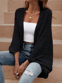 SHEIN LUNE Cardigan À Manches Chauve-souris Pour Femmes, Décontracté Avec Le Devant Ouvert