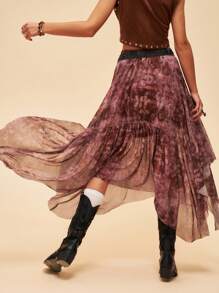 Bohemela 不對稱設計,度假風格花卉印花和褶邊的裙子 - 彩色 - 查看 2