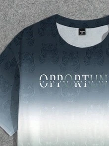 Manfinity LEGND 男士加大號漸變虎頭&字母印花t卹 - 彩色 - 查看 3