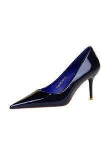 9283-A5 Simple Patent Leather High Heels For Women, Classic Pointed Toe Design, Perfect For Work