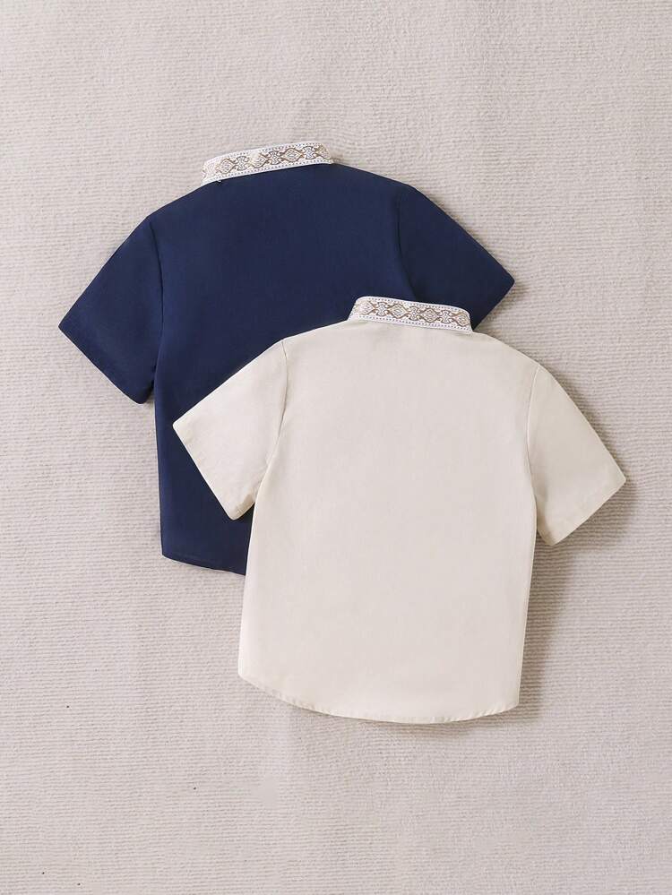 Young Boy Contrast Tape Short Sleeve Shirt