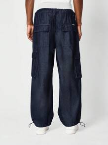 SUMWON Loose Fit Double Waistband Cargo Jean - Dark Wash - View 4