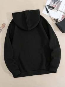 Thực tế Phụ nữ In thư , Mùa Thu /đông Của phụ nữ Hoodie - màu đen - Xem 2