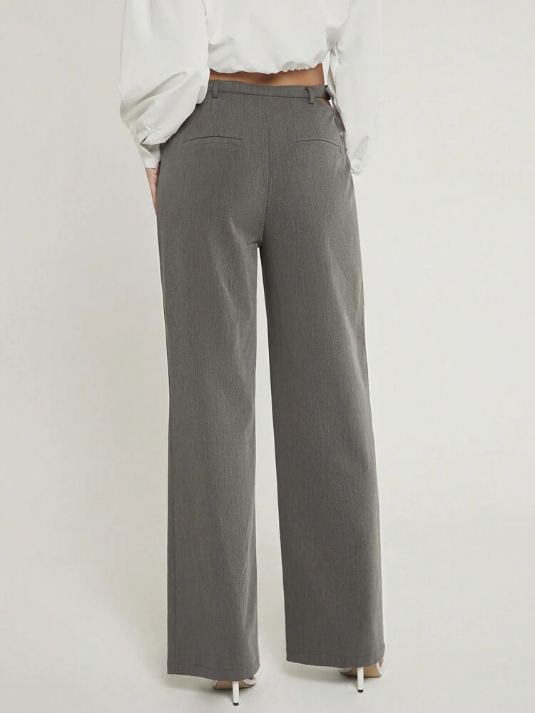 Buckle Cut Out Waist Wide Leg Pants