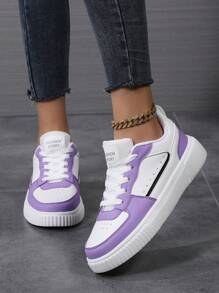 Của phụ nữ Lace-up Giải trí Giày thể thao , Nhẹ Đường phố Ván trượt Giày dép - Màu tím hoa cà - Xem 5