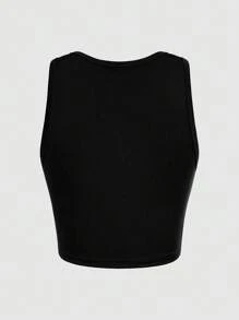 SHEIN Essnce 女式修身背心，带字母和花卉印花图案 T 恤 女式上衣