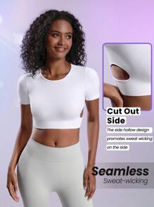 SHEIN Sport Studio Seamless High Elasticity Sports T-Shirt Gym Top