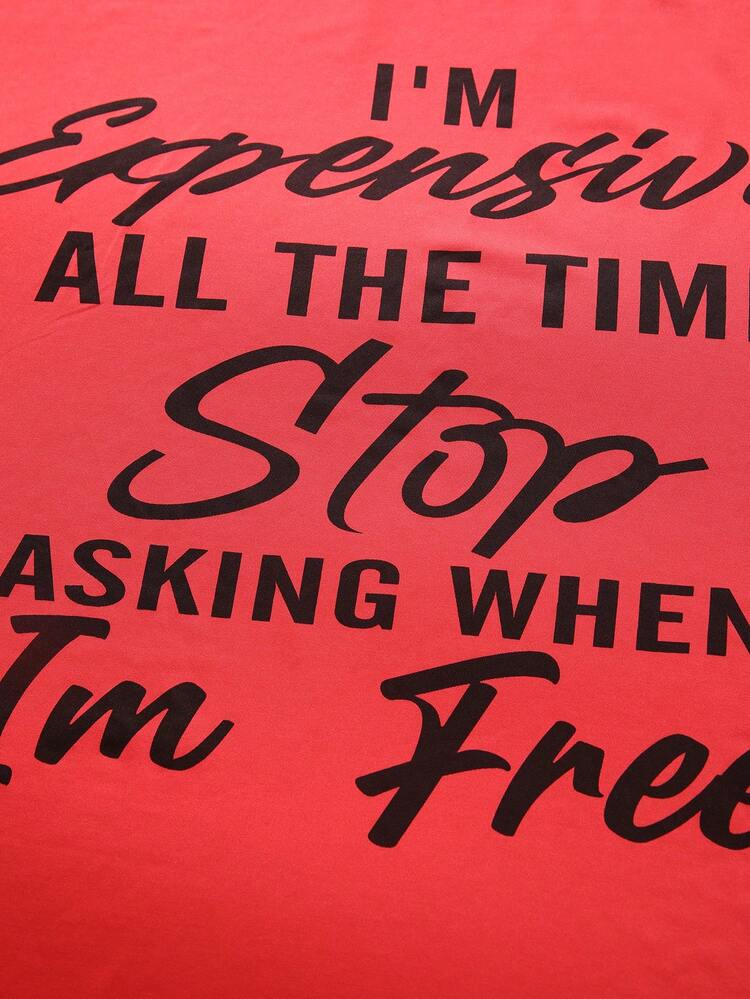 Plus Size Casual Slogan Printed Long Sleeve Top And Pants Set Fall Cloth For Women