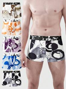Men's Digital Printed Boxer Briefs Set Of 5 - Multicolor - View 3