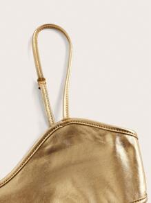 SHEIN ICON Ladies' Elastic Faux Leather Solid Color Camisole Top