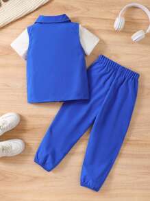 年輕男孩簡單時尚的街頭毛巾刺繡第三章套裝