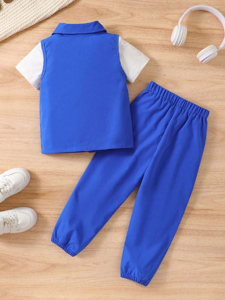 Young Boy Simple And Cool Street Towel Embroidery Chapter Three-Piece Set