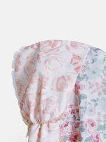 SHEIN Unity 女士拼接花卉印花無肩帶上衣 - 彩色 - 查看 3