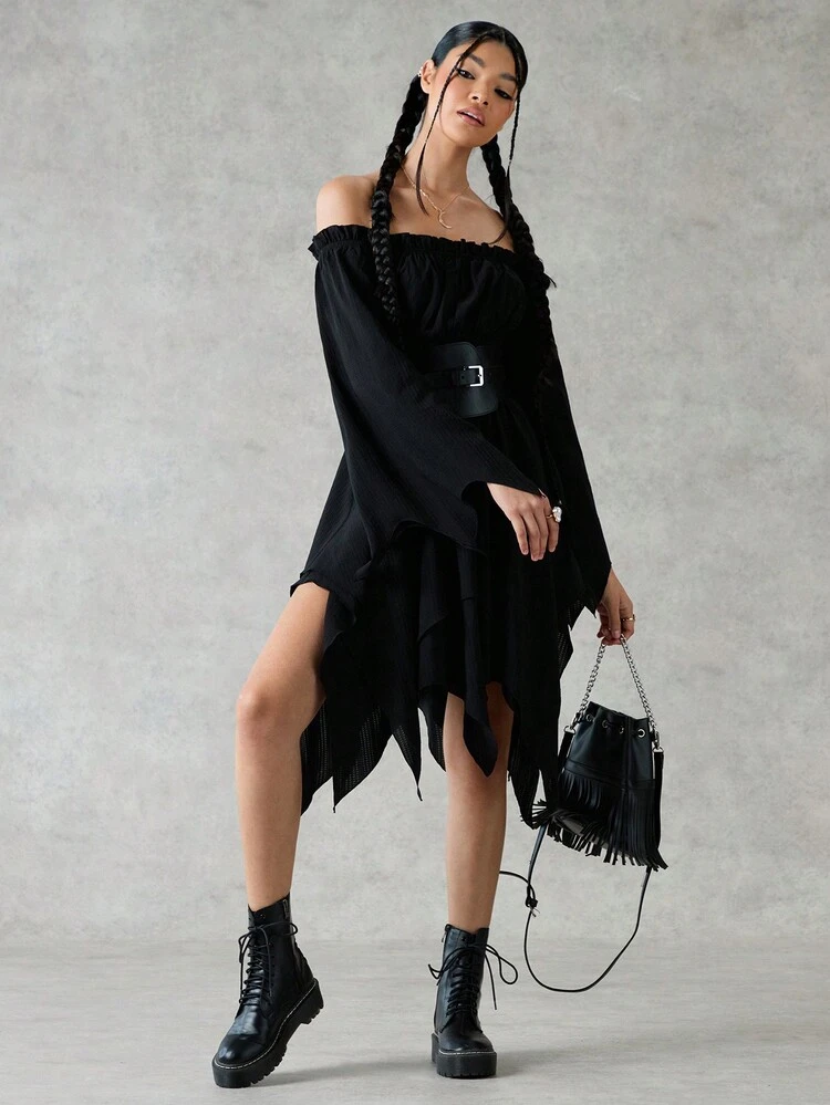 Club Outfits Black Long Sleeve Dress Halloween Dress