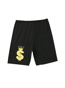 INAWLY Tiền In Ngắn tay Áo Và Bộ quần short - màu đen - Xem 3