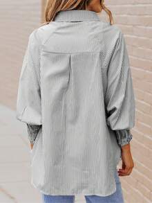 ASVIVID Women Casual Commuting Striped Raglan Sleeve Blouse, Autumn