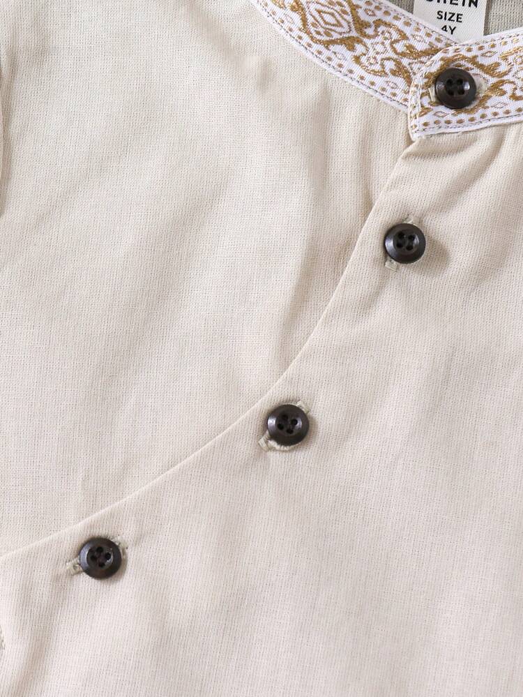 Young Boy Contrast Tape Short Sleeve Shirt