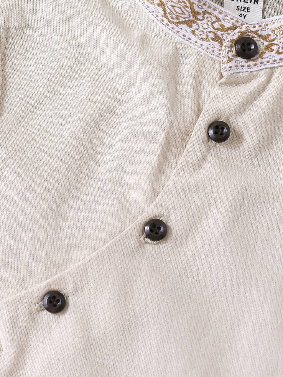 Young Boy Contrast Tape Short Sleeve Shirt