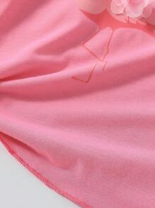 Camisetas de niña joven Camiseta encantadora con impresión de flores y Fénix - Rosa - Ver 8