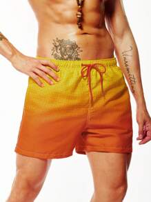 Manfinity Nam Biến đổi dần In vết tròn Polka Quần short đi biển - Nhiều màu - Xem 4