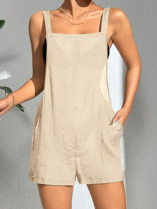 Swim Vcay Mono Suelto De Color Sólido Con Bolsillo Para Mujeres