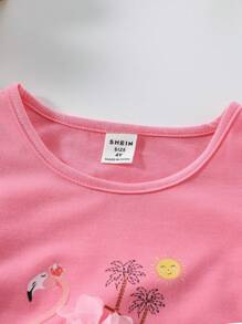 Camisetas de niña joven Camiseta encantadora con impresión de flores y Fénix - Rosa - Ver 6