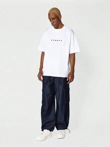 SUMWON Loose Fit Double Waistband Cargo Jean - Dark Wash - View 3