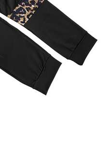 Leopard Print Sweatshirt & Sweatpants - Black - View 3