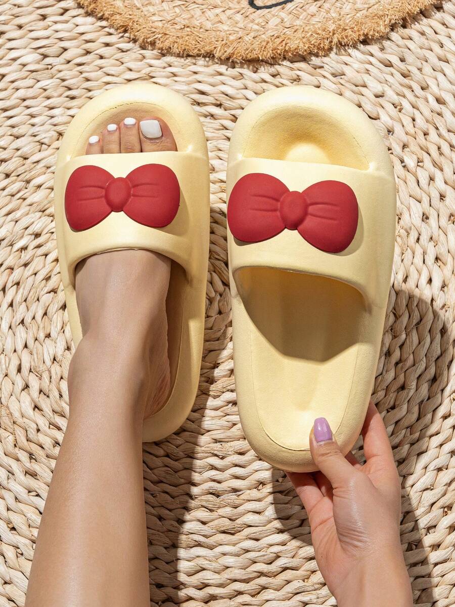 Của phụ nữ Nhựa Dép đi trong nhà Với Bowknot Đồ trang trí , Dày Không trượt Và Dễ thương , Lý tưởng Cho mùa hè Trong nhà Và Ngoài trời Sử dụng - Màu vàng - Xem 1