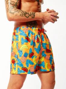 Surfspeed Men's Leaf & Fruit Print Beach Shorts - Multicolor - View 4