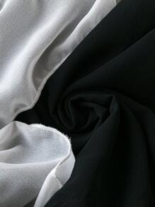 SHEIN Clasi Blusa A Maniche A Lanterna Con Collo Tondo E Colori A Contrasto - nero - Visualizzare 4