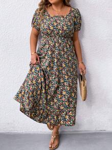 Breezaya Đầm Maxi Cổ Vuông In Hoa Cỡ Lớn Cho Nữ Mùa Hè Có Eo Thắt Chặt Trang Phục Nữ - Nhiều màu - Xem 4