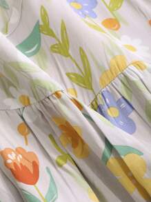 DAZY 女士花卉印花无袖睡袍睡衣，Moo Moo 睡裙 - 淺灰色 - 查看 7