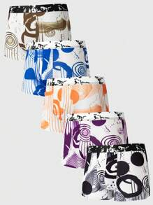 Men's Digital Printed Boxer Briefs Set Of 5 - Multicolor - View 1
