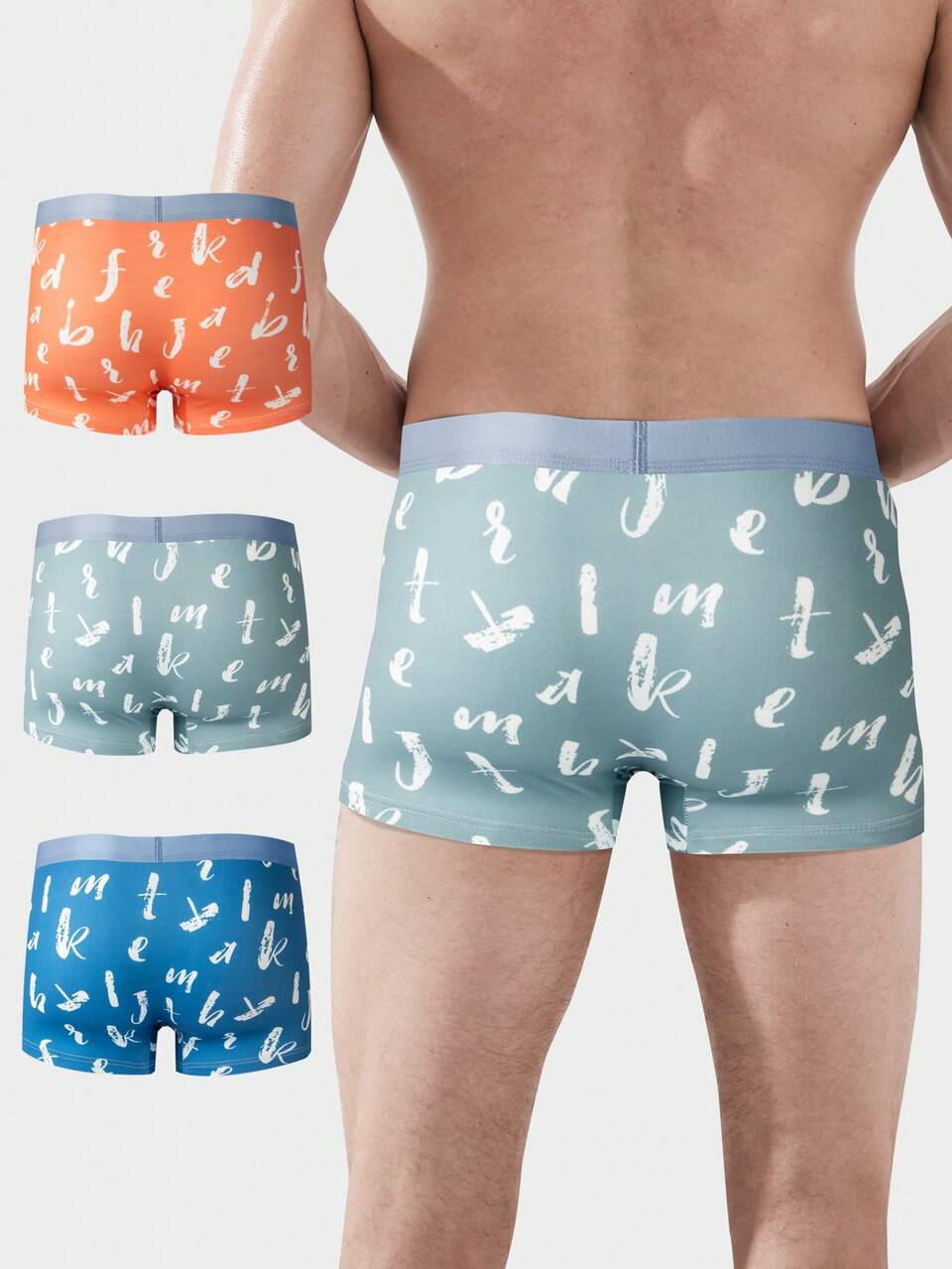 Men's 3pcs Letter Printed Boxer Briefs