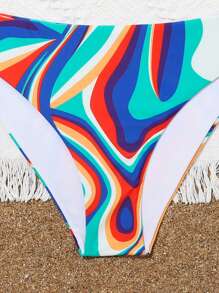 2 piezas/Set Bikini de verano para adolescente con parte superior con tirantes de espagueti de varios colores ajustables y retorcidos adelante y Bottom de bikini de varios colores, conjunto de bikini de verano, conjuntos a juego madre e hija (se venden 2 sets por separado) Playa de verano