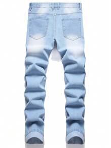 Hombres Jeans algodón desgarro crudo con lavado