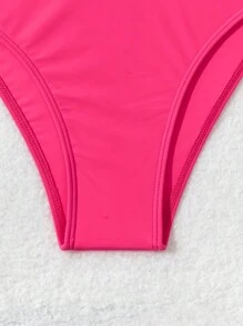Swim SPRTY 夏季海滩女士连体泳衣，带前拉链和字母印花粉色泳衣女士曲线泳衣 - 玫紅色 - 查看 6